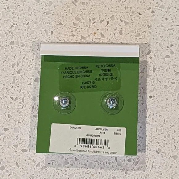 NWT! Kate Spade Large Gumdrop Stud Earrings AB/Silver - Picture 5 of 7